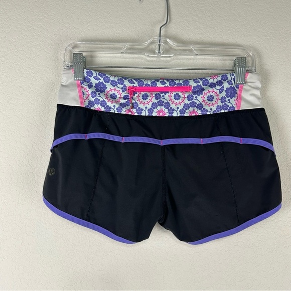 Lululemon Black Blue Purple Run Speed Athletic Athleisure Shorts Size 4 - Picture 2 of 6